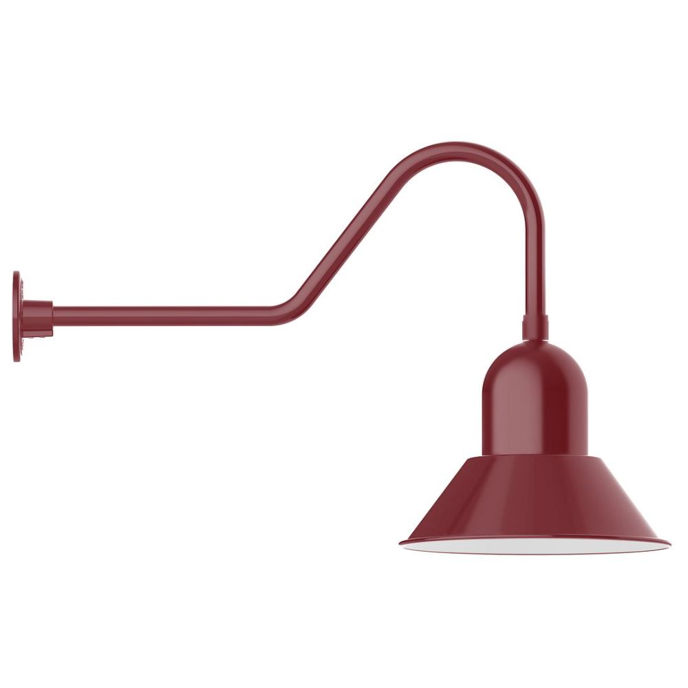 Montclair Lightworks GNC124-55-B01-L13 14" Prima Shade, Led Gooseneck Wall Mount, Decorative Canopy Cover, Barn Red